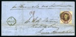 Stamp of Great Britain » 1847-54 Embossed 1854 (Aug) Pair of entires sent from London to PRI