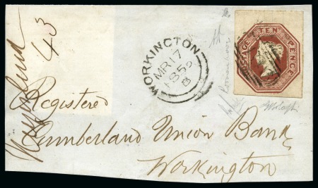 Stamp of Great Britain » 1847-54 Embossed 1848 10d Brown top marginal with good margins else