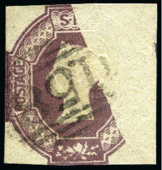 Stamp of Great Britain » 1847-54 Embossed 1854 6d Mauve with large unprinted area caused by 