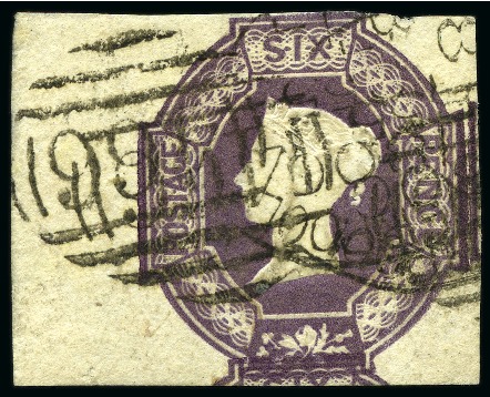Stamp of Great Britain » 1847-54 Embossed 1854 6d Mauve left marginal, just touched at top r