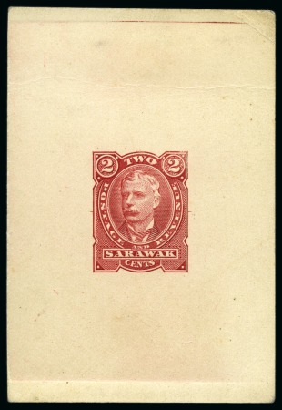 Stamp of Sarawak 1895 2c Die Proof in red on surfaced card (54 *80m