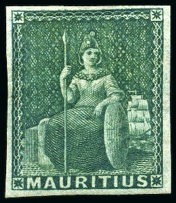Stamp of Mauritius » 1858-62 Britannia Issues (SG 26-35) 1858-62 (4d) Green with fine to good margins, mint