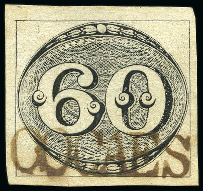 Stamp of Rarities of the World 1843 Bulls Eyes 60r black, intermediate impression
