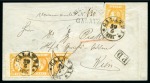 Stamp of Romania » King Carol 1871 - "With Beard" Imperforate 1871 Carol I Full Beard 10b yellow-orange, in two