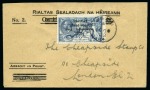 Stamp of Ireland » 1922 (Feb) Dollard Overprints (T1-T14) 1922 Dollard 2s6d, 5s and 10s on two OHMS covers (