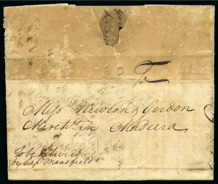 Stamp of Montserrat 1769 Entire sent by private ship to a wine merchant in Madeira