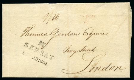 Stamp of Montserrat 1801 (Dec 21) Entire to a wine merchants in London with the very rare "Mt / SERRAT / DE 23 1801" ds (type N4)