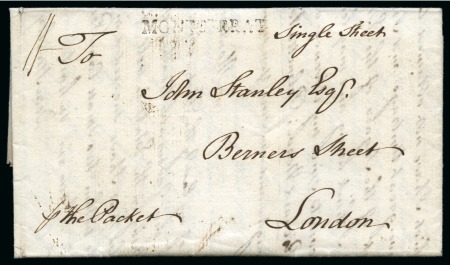 Stamp of Montserrat 1796 (Jul 14) Entire to London with "MONTSERRAT" s
