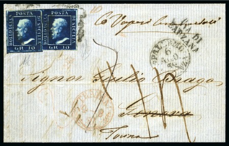 Stamp of Italian States » Sicily 1859 10gr Blue (cupo), two good margined examples