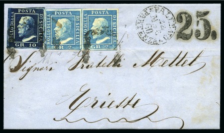 Stamp of Italian States » Sicily 1859 10gr Indigo and 2gr blue, plate III, in pair,