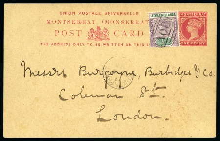 Stamp of Montserrat 1890 (Dec 3) 1d Carmine on buff postal stationery 