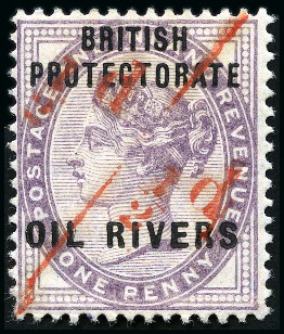 Stamp of Nigerias » Niger Coast Protectorate 1893 1/2d on half of 1d lilac surcharge type 2 in 
