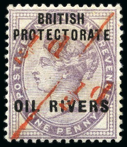 Stamp of Nigerias » Niger Coast Protectorate 1893 1/2d on half of 1d lilac surcharge type 2 in 
