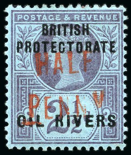 Stamp of Nigerias » Niger Coast Protectorate 1893 1/2d on 2 1/2d purple on blue overprint in bl