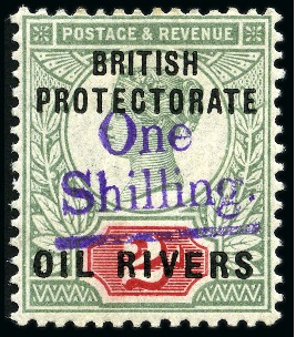 Stamp of Nigerias » Niger Coast Protectorate 1893 1s on 2d grey-green and carmine overprint in 