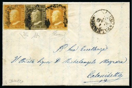 Stamp of Italian States » Sicily 1859 1/2gr orange (2) together with 1gr olive-gree