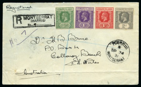 Stamp of Montserrat 1931 (Sep 24) Envelope sent registered to Australi