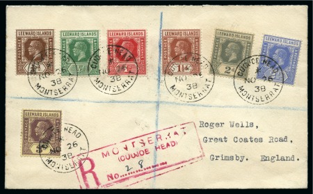 Stamp of Montserrat 1938 (Nov 26) Envelope sent registered to England 