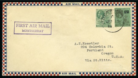 Stamp of Montserrat 1930 (Jun 30) First Air Mail to St. Kitts, airmail