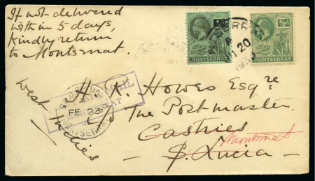 Stamp of Montserrat 1930 (Jun 30) First Air Mail to St. Kitts, cover t