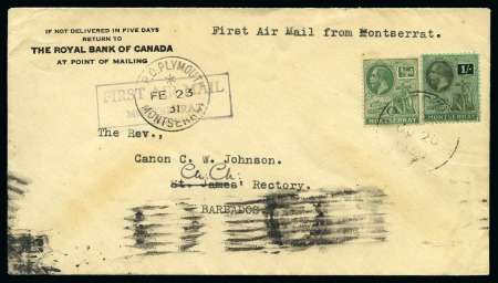 Stamp of Montserrat 1930 (Jun 30) First Air Mail to St. Kitts, cover t
