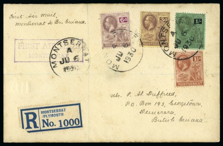 Stamp of Montserrat 1930 (Jun 30) First Air Mail to St. Kitts, cover r
