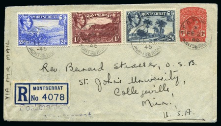 Stamp of Montserrat 1946 (Feb 27) Leeward Islands KGVI 1d red postal s