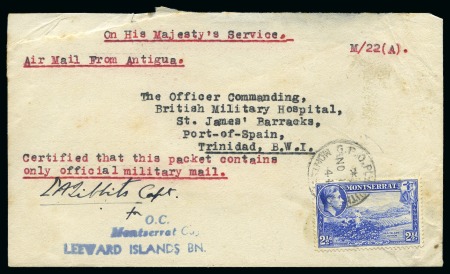 Stamp of Montserrat 1944 (Nov 15) Military mail sent by airmail to a M