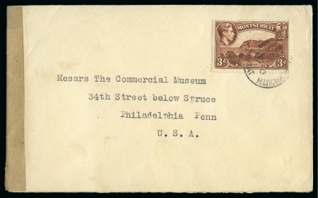 Stamp of Montserrat 1941 (Oct 21) Envelope to the USA with 1938-48 3d 