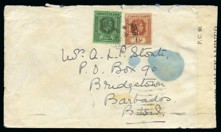 Stamp of Montserrat 1943 (Mar 31) Envelope to Barbados with Leeward Is