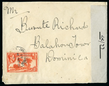 Stamp of Montserrat 1944 (Dec 4) Envelope to Dominica with 1938-48 2d 