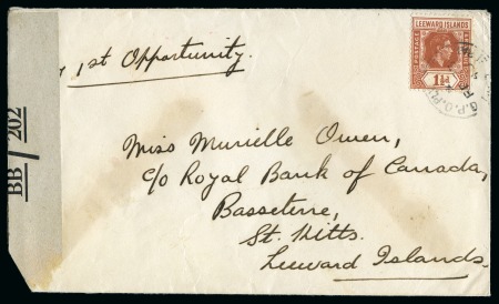 Stamp of Montserrat 1945 (Feb 23) Envelope to St. Kitts with Leeward I