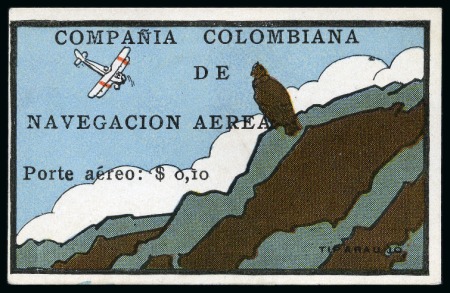 Stamp of Colombia 1920 COMPAÑIA COLOMBIANA DE NAVEGACION AEREA 10c b
