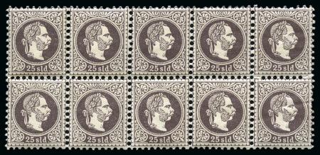 Stamp of Austria » Austrian Levant 1867 25s Dark violet in never hinged block of 10, 