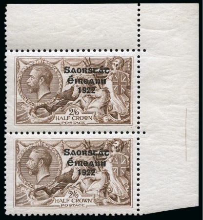 Stamp of Ireland » 1925 Narrow Date Overprints (T66-T68) 1925 Narrow Date 2s6d mint top right corner margin