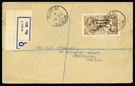 Stamp of Ireland » 1922-23 Thom Three-Line Overprints (T47-T61) 1922-23 Thom 2s6d pale brown showing minor re-entr