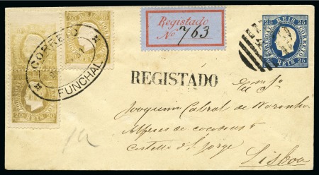 Stamp of Portuguese Colonies » Funchal 1881 Registered postal stationery envelope 25R blu