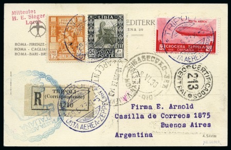Stamp of Italy » Italian Colonies and Possessions » Cyrenaica (Cirenaica) 1933 Six Zeppelin covers with various frankings ca