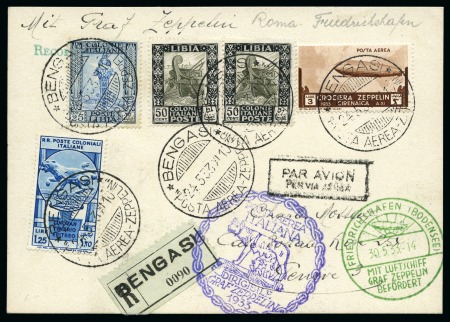 Stamp of Italy » Italian Colonies and Possessions » Cyrenaica (Cirenaica) 1933 Six Zeppelin covers and cards with various fr