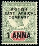 Stamp of Kenya, Uganda and Tanganyika » British East Africa 1890 1/2a on 1d, 1a on 2d and 4a on 5d complete se