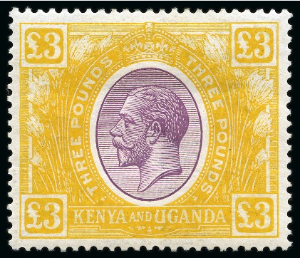 Stamp of Kenya, Uganda and Tanganyika » Kenya, Uganda and Tanganyika 1922-27 £3 Purple & Yellow, wmk Multiple script CA