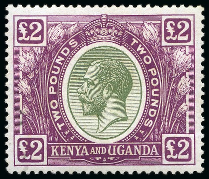 Stamp of Kenya, Uganda and Tanganyika » Kenya, Uganda and Tanganyika 1922-27 £2 Green & Purple, wmk Multiple script CA,
