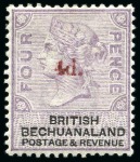 Stamp of Bechuanaland » British Bechuanaland 1888 Complete set of 5 surcharged values from 1d o