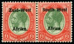 Stamp of South West Africa 1923 Setting II, complete set of 3 pairs, mint lh,