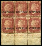 Stamp of Cyprus 1880 1/2d and 1d mint group incl. 1/2d pl.15 (2, o
