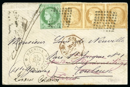 Stamp of Colonies françaises » Réunion 1877 Enveloppe de Saint Paul pour Toulouse avec 5c