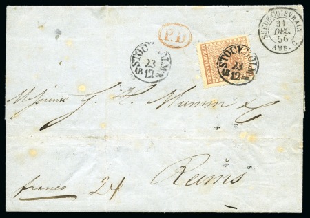 Stamp of Sweden » 1855 Skilling Banco 24sk Dull red tied by neat STOCKHOLM 23/12 1856 cd
