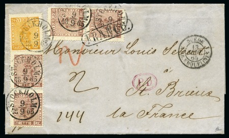 Stamp of Sweden » 1858-72 Coat of Arms Issue 30ö brown (two pairs) and 24ö bright yellow-orange