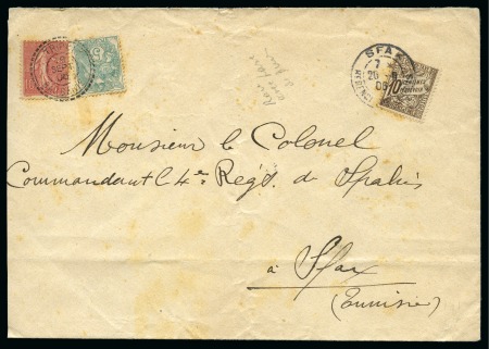 Stamp of Colonies françaises » Tunisie 1906 TRIPOLI BARBERIE: Envelope franked France Sem