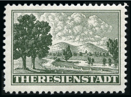 Stamp of Germany » Bohemia and Moravia » Theresienstadt 1943 Green, never hinged, corner crease at top lef